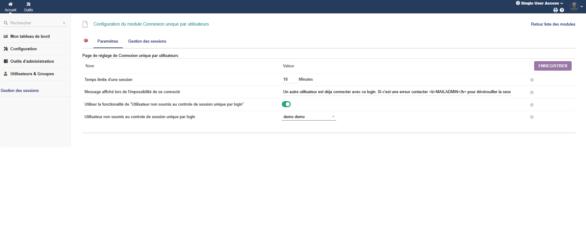 Single User Access