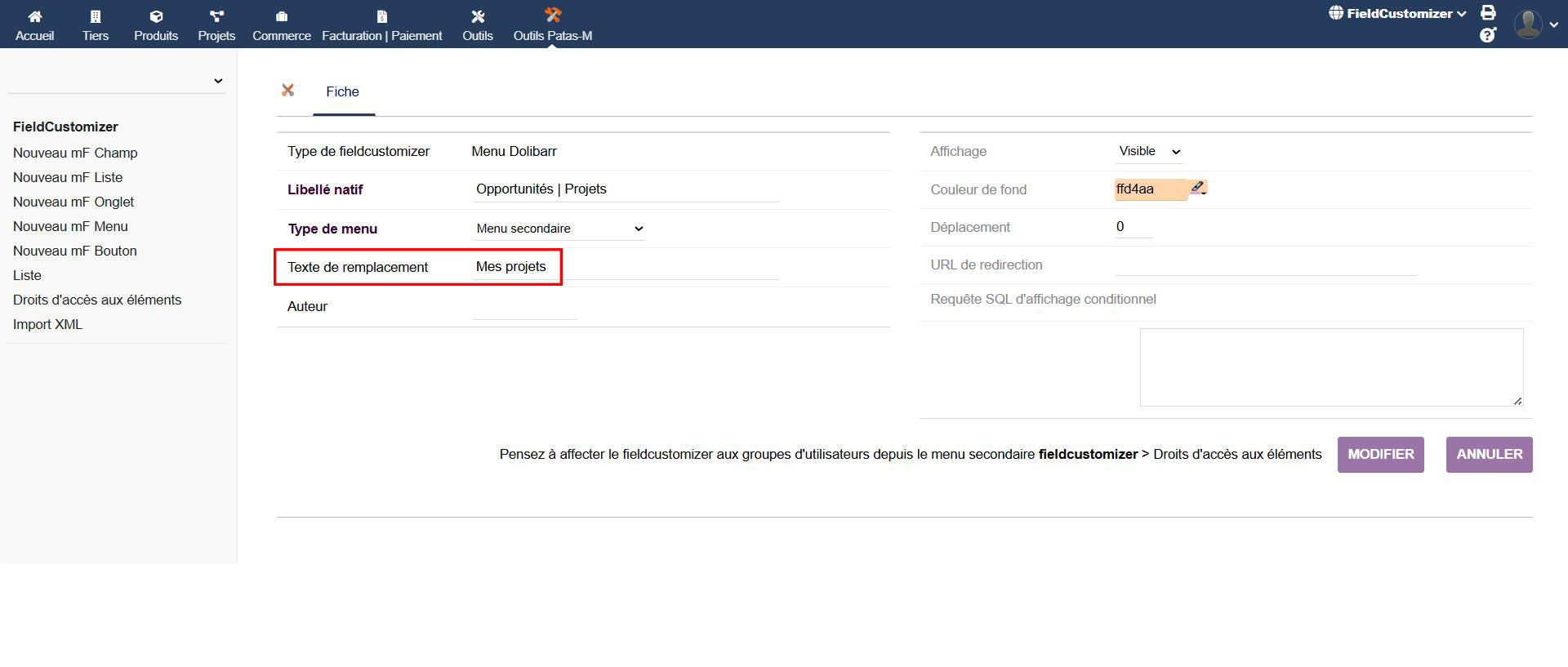 Field Customizer