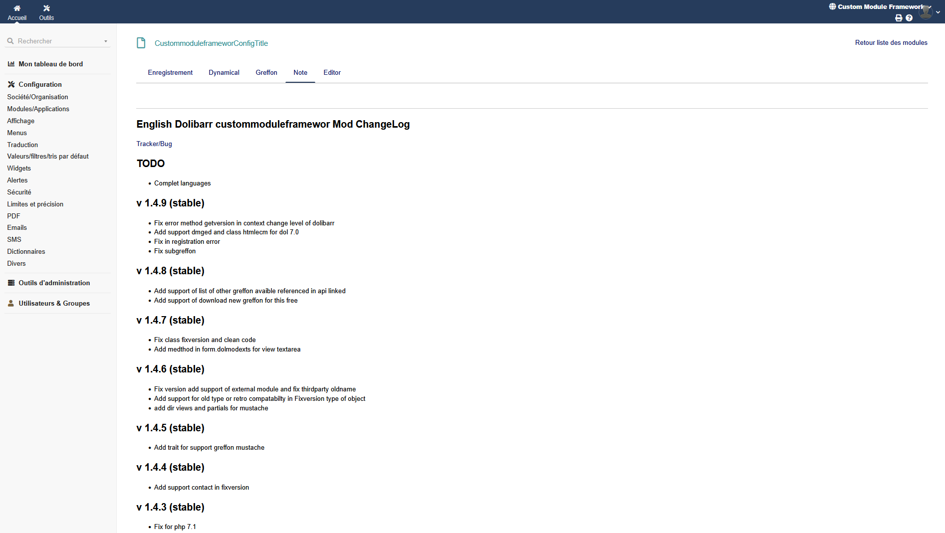 Custom Module Framework | Dolibarr MarketPlace