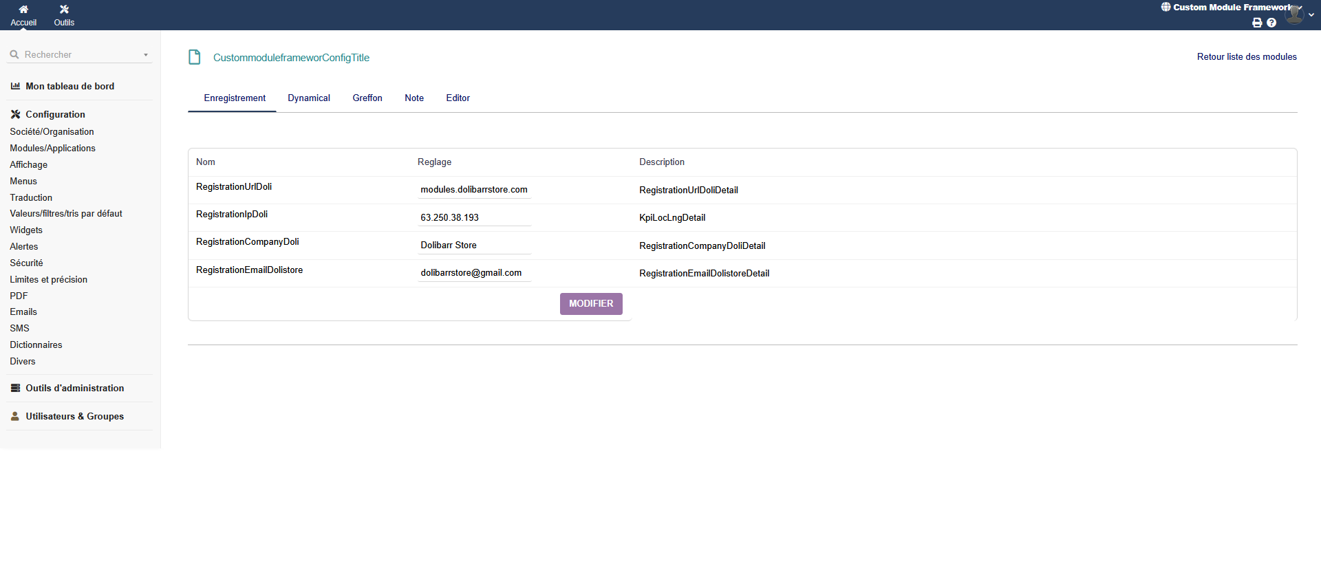 Custom Module Framework | Dolibarr MarketPlace