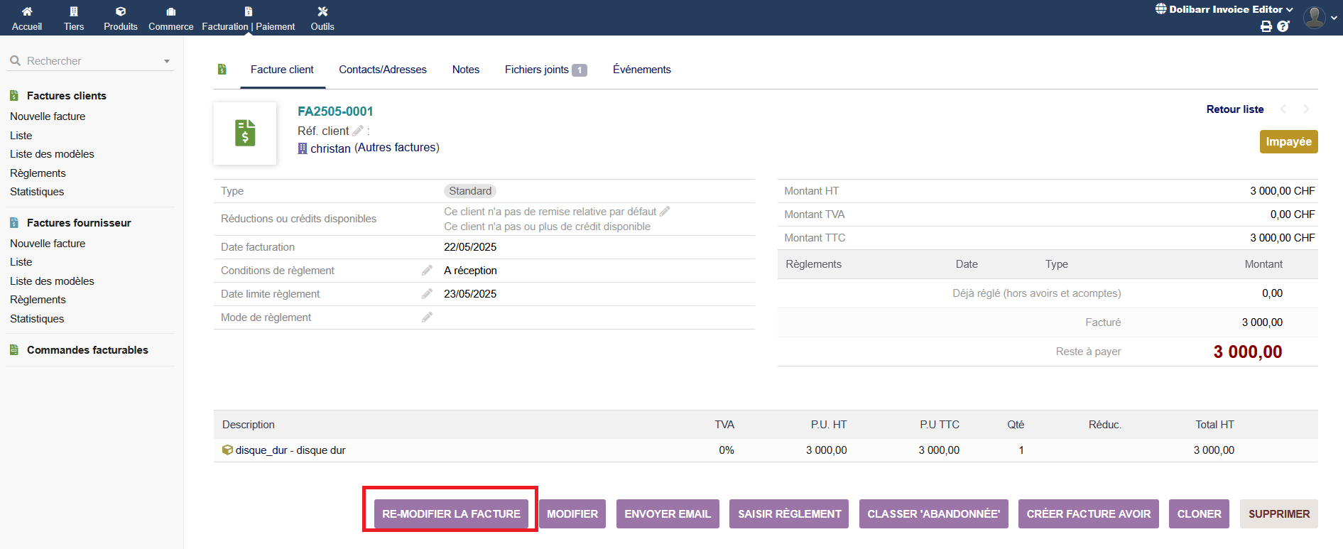 Dolibarr Invoice Editor