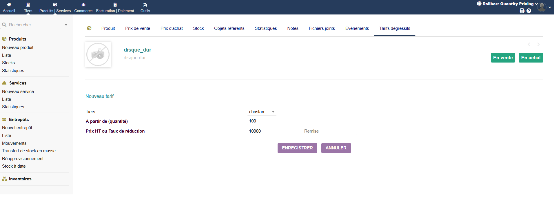 Dolibarr Quantity Pricing