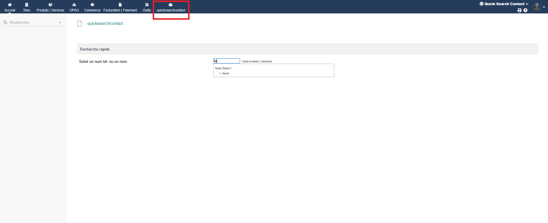 Quick Search Contact