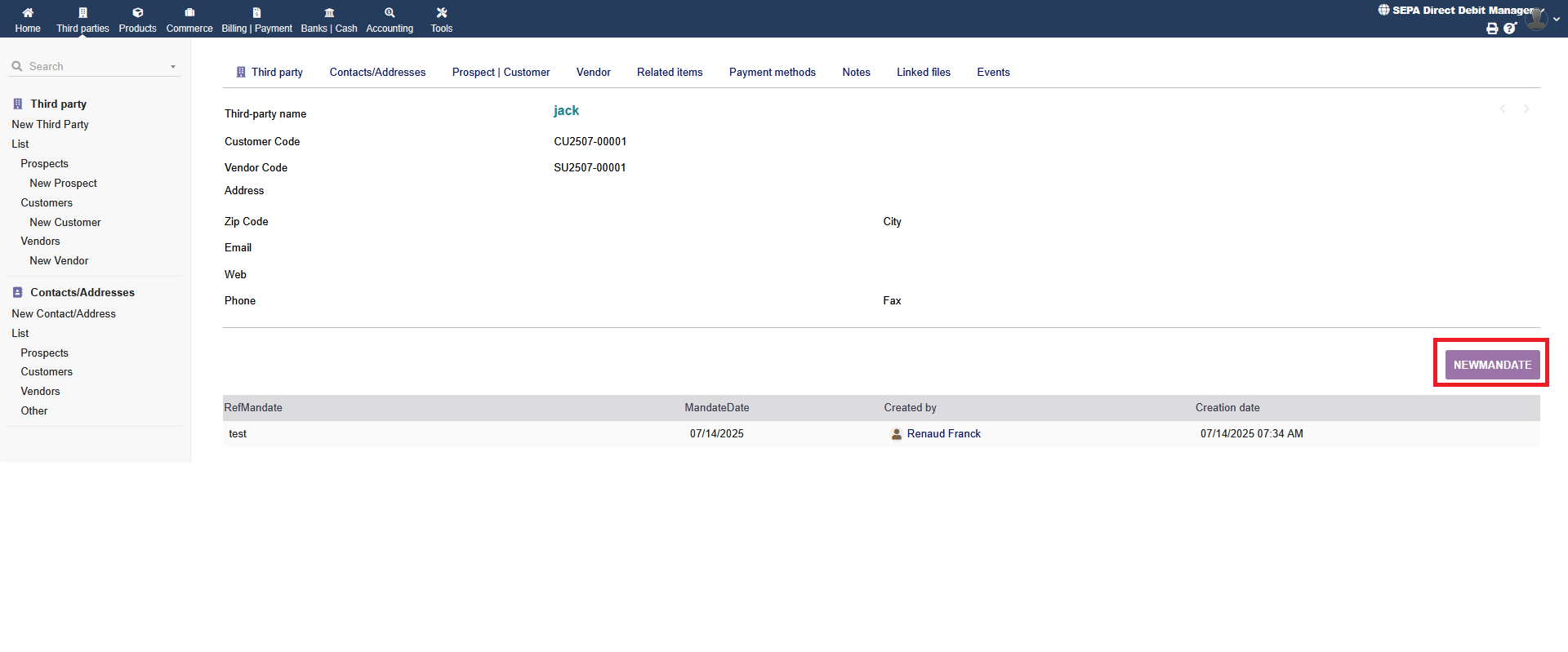 SEPA Direct Debit Manager