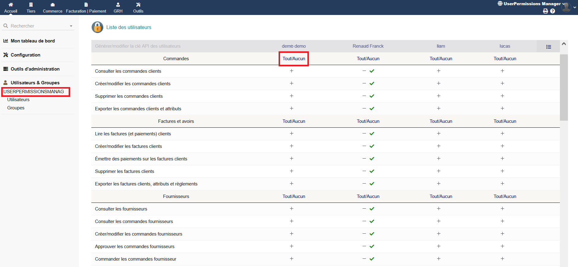 User Permissions  Manager - Dolibarr MarketPlace